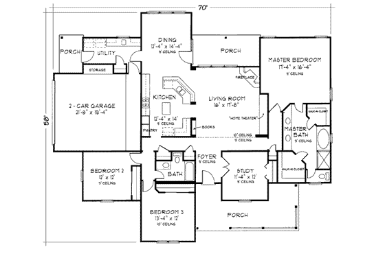 Floor Plan - Main Floor for Victorian House Plan #410-210 - 3 bed, 2 bath