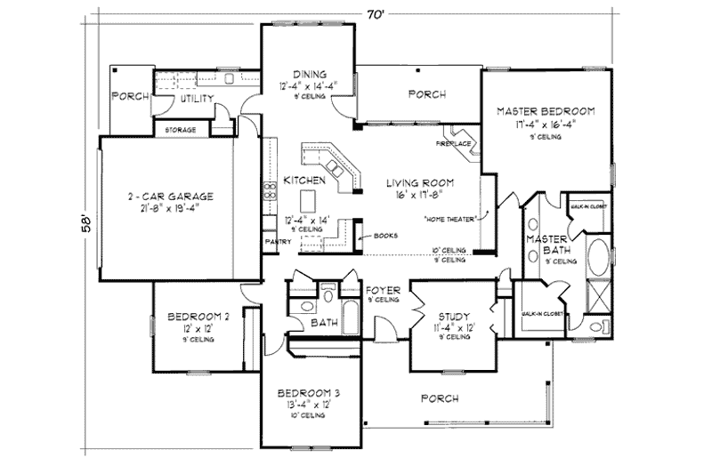 Home Plan - Floor Plan - Main Floor for Victorian House Plan #410-210 - 3 bed, 2 bath