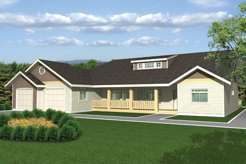 Home Plan - Exterior - Front Elevation 3 for Ranch House Plan #117-851 - 3 bed, 2 bath
