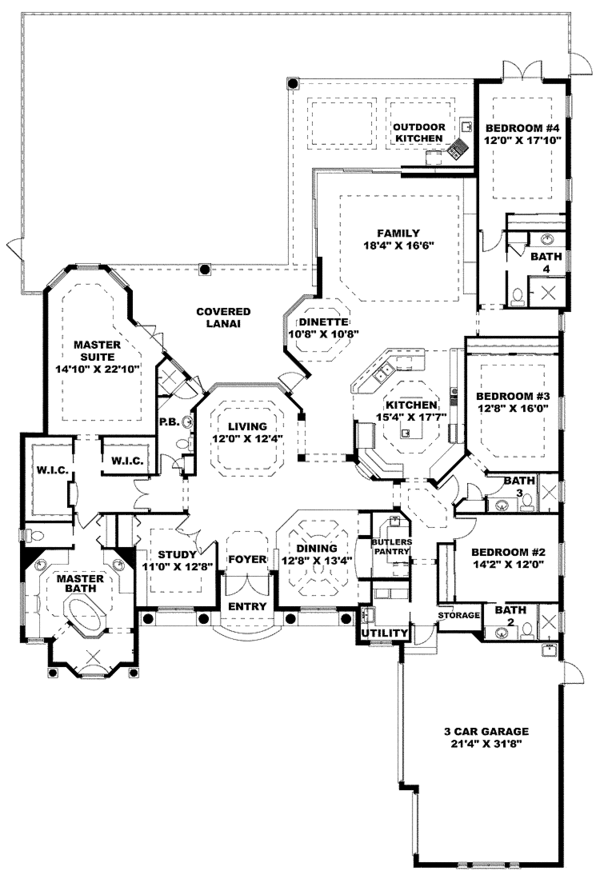 Home Plan - Mediterranean Floor Plan - Main Floor Plan #1017-123