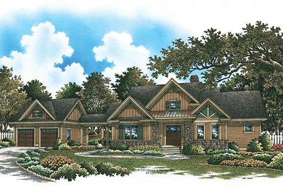 Exterior - Front Elevation 3 for Craftsman House Plan #929-933 - 3 bed, 3 bath