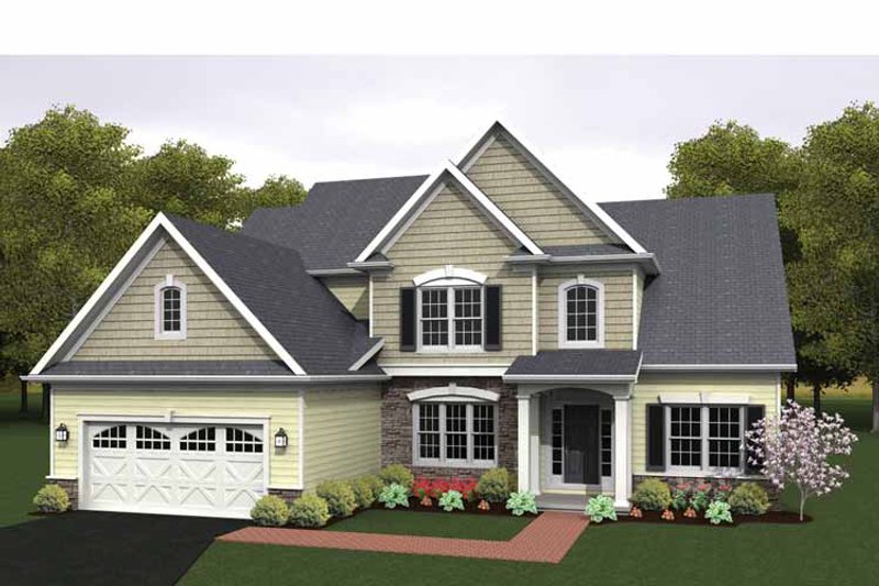 Dream House Plan - Exterior - Front Elevation 3 for Colonial House Plan #1010-16 - 3 bed, 2.5 bath