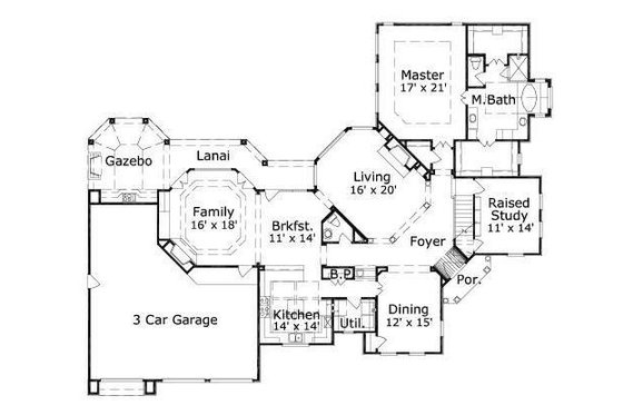 Floor Plan - Main Floor for European House Plan #411-254 - 4 bed, 3.5 bath