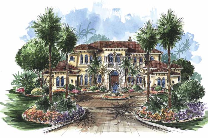 Home Plan - Exterior - Front Elevation 3 for Mediterranean House Plan #1017-75 - 5 bed, 6.5 bath