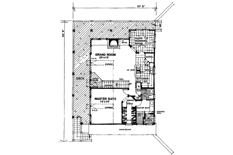 House Design - Floor Plan - Upper Floor for Country House Plan #1007-56 - 3 bed, 2 bath