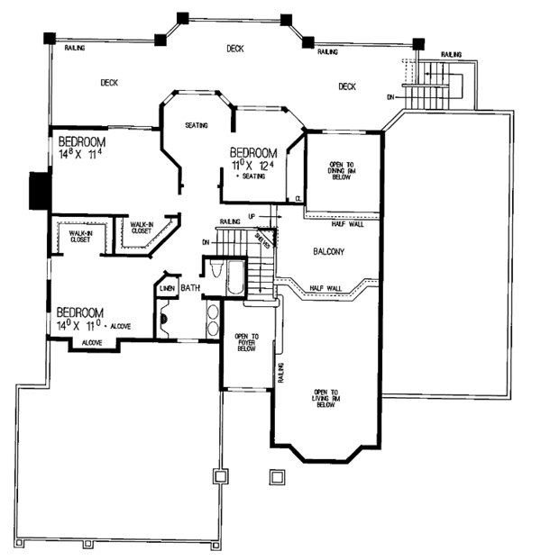 Architectural House Design - Mediterranean Floor Plan - Upper Floor Plan #72-933