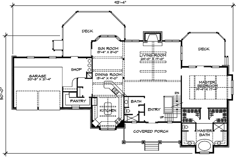 Home Plan - Floor Plan - Main Floor for Country House Plan #140-189 - 4 bed, 3.5 bath