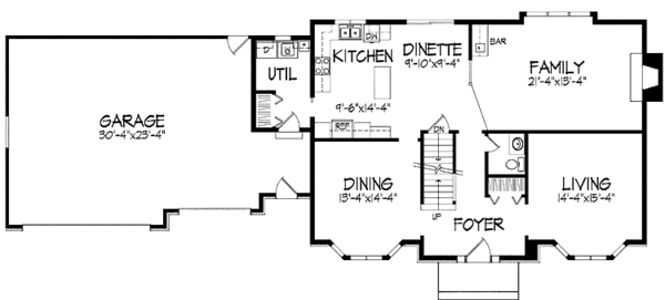 Home Plan - Tudor Floor Plan - Main Floor Plan #51-883