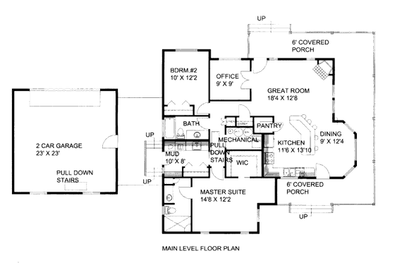 Floor Plan - Main Floor for Country House Plan #117-776 - 2 bed, 2 bath