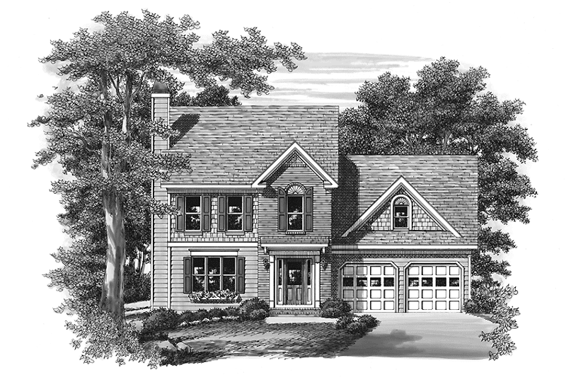 House Blueprint - Exterior - Front Elevation 3 for Colonial House Plan #927-839 - 3 bed, 2.5 bath