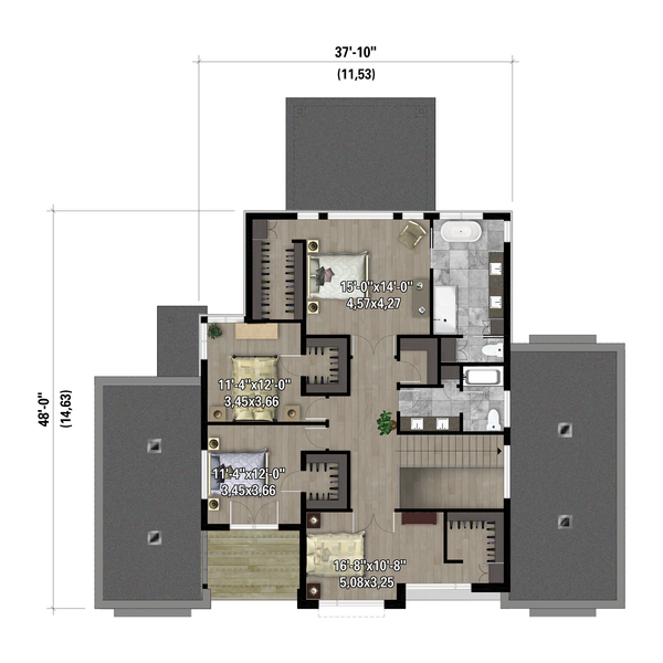 Contemporary Floor Plan - Upper Floor Plan #25-4988