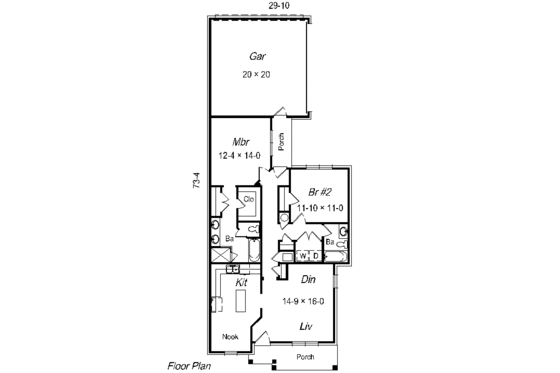 Floor Plan - Main Floor for Cottage House Plan #329-163 - 2 bed, 2 bath