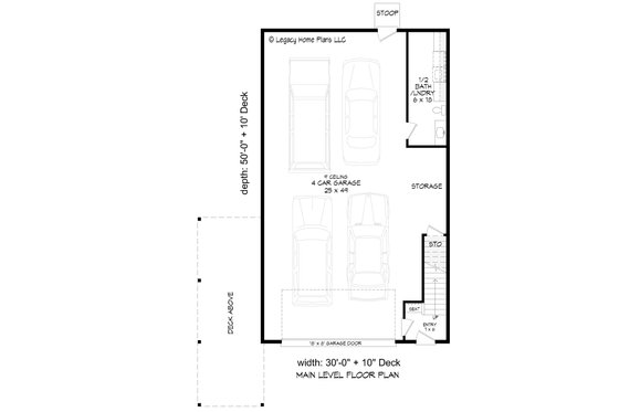 Floor Plan - Main Floor for Southern House Plan #932-901 - 3 bed, 2.5 bath