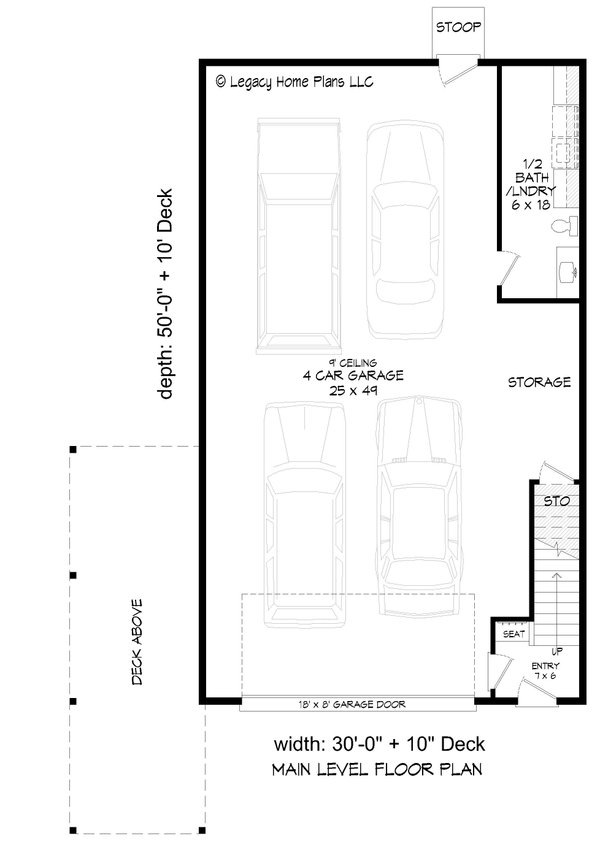 Southern Floor Plan - Main Floor Plan #932-901