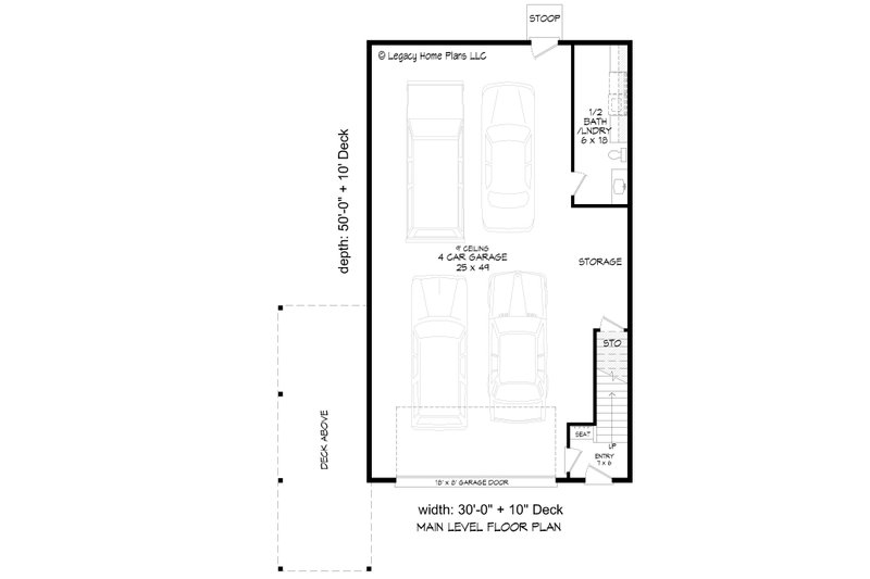 House Blueprint - Floor Plan - Main Floor for Southern House Plan #932-901 - 3 bed, 2.5 bath