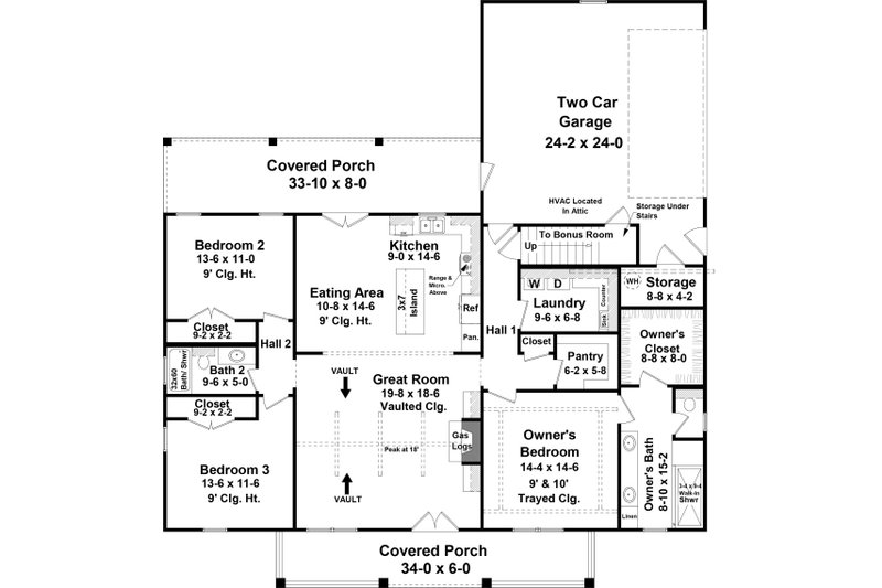 Home Plan - Floor Plan - Main Floor for Farmhouse House Plan #21-495 - 3 bed, 3 bath