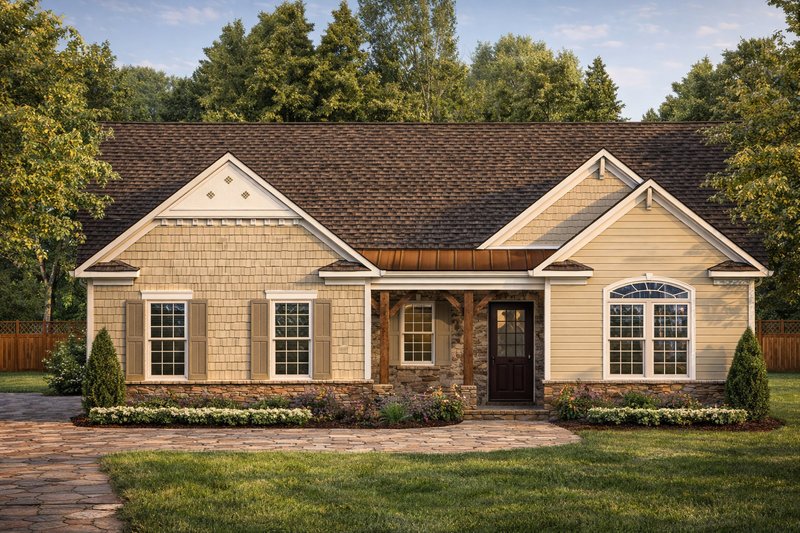 House Blueprint - Exterior - Front Elevation 2 for Bungalow House Plan #1053-83 - 3 bed, 2 bath