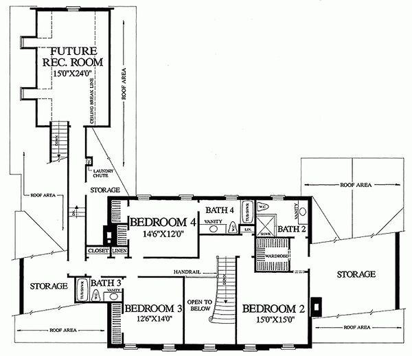Colonial Floor Plan - Upper Floor Plan #137-200