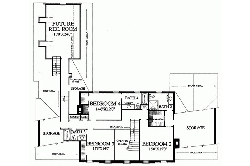 Architectural House Design - Floor Plan - Upper Floor for Colonial House Plan #137-200 - 4 bed, 4.5 bath