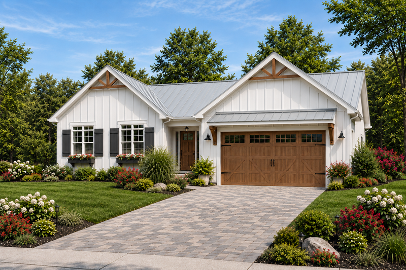 House Blueprint - Exterior - Front Elevation 4 for Farmhouse House Plan #928-440 - 2 bed, 2.5 bath