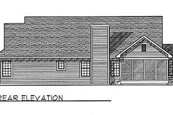 Exterior - Rear Elevation for Traditional House Plan #70-174 - 3 bed, 2.5 bath