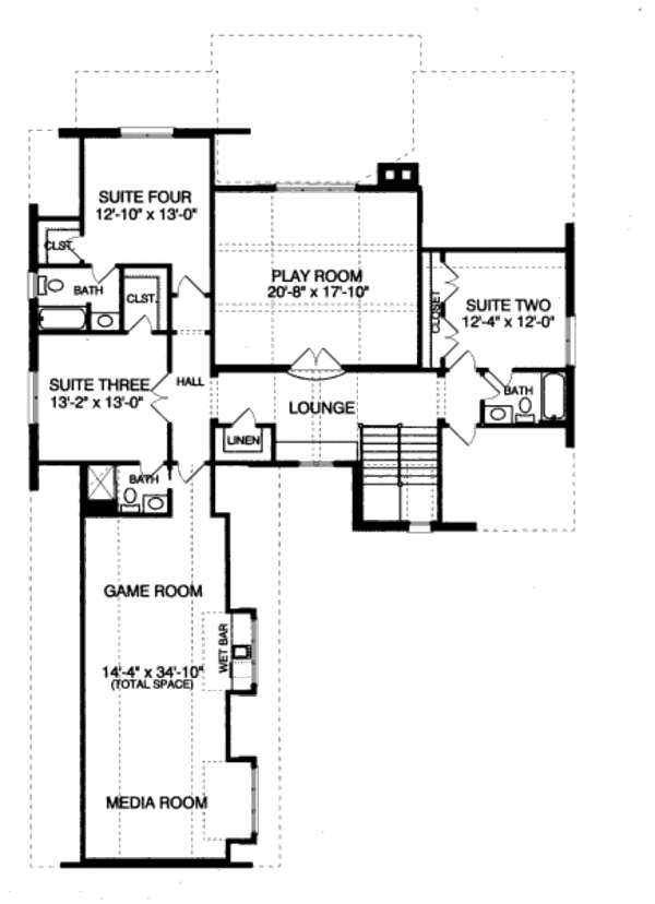 House Blueprint - European Floor Plan - Upper Floor Plan #413-829