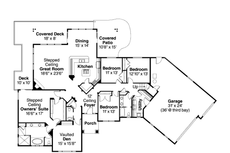 Home Plan - Floor Plan - Main Floor for Country House Plan #124-670 - 4 bed, 3.5 bath