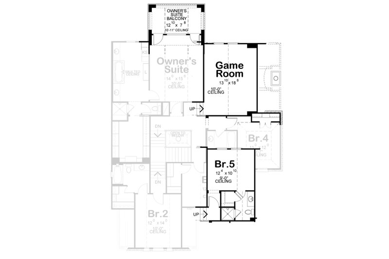 House Blueprint - Floor Plan - Other Floor 1 for European House Plan #20-2448 - 4 bed, 3.5 bath