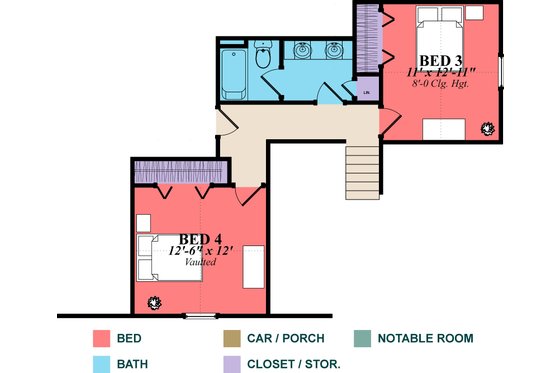 Floor Plan - Upper Floor for Country House Plan #63-271 - 4 bed, 3 bath