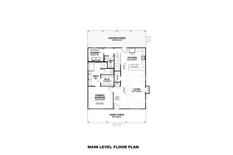 House Plan Design - Floor Plan - Main Floor for Cottage House Plan #1117-11 - 2 bed, 2.5 bath