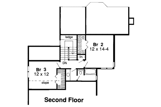 Floor Plan - Upper Floor for Traditional House Plan #312-234 - 3 bed, 2.5 bath