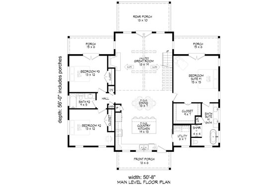 Floor Plan - Main Floor for Barndominium House Plan #932-1134 - 4 bed, 3 bath