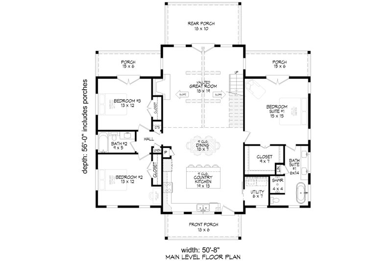 Home Plan - Floor Plan - Main Floor for Barndominium House Plan #932-1134 - 4 bed, 3 bath