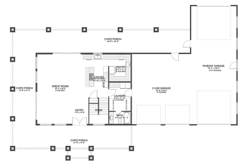 Architectural House Design - Floor Plan - Main Floor for Barndominium House Plan #1060-378 - 4 bed, 3 bath