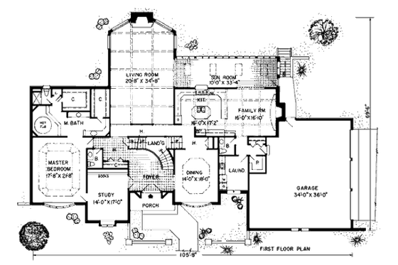 Floor Plan - Main Floor for Southern House Plan #312-112 - 4 bed, 5 bath