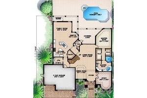 Floor Plan - Main Floor for Mediterranean House Plan #27-425 - 4 bed, 4.5 bath