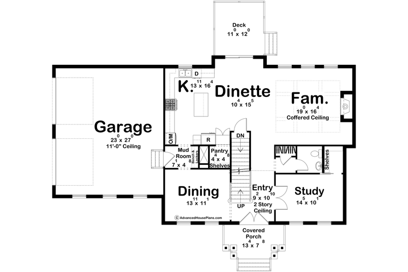 Home Plan - Floor Plan - Main Floor for Colonial House Plan #455-793 - 3 bed, 2.5 bath