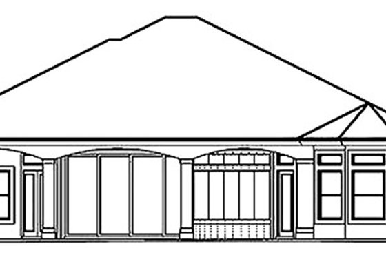 Exterior - Rear Elevation for Mediterranean House Plan #27-289 - 3 bed, 3.5 bath