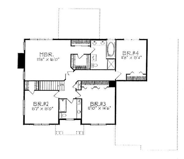 Dream House Plan - Traditional Floor Plan - Upper Floor Plan #70-1311