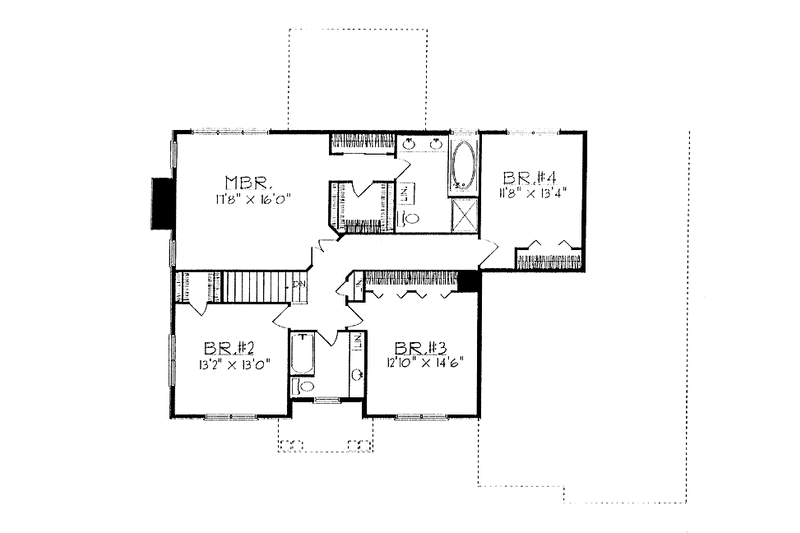 House Plan Design - Floor Plan - Upper Floor for Traditional House Plan #70-1311 - 4 bed, 2.5 bath