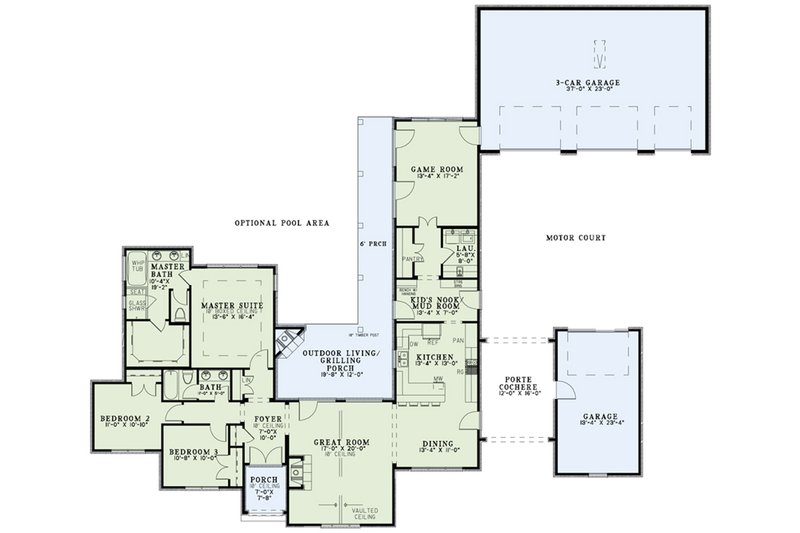 Home Plan - Floor Plan - Main Floor for European House Plan #17-2552 - 3 bed, 2 bath