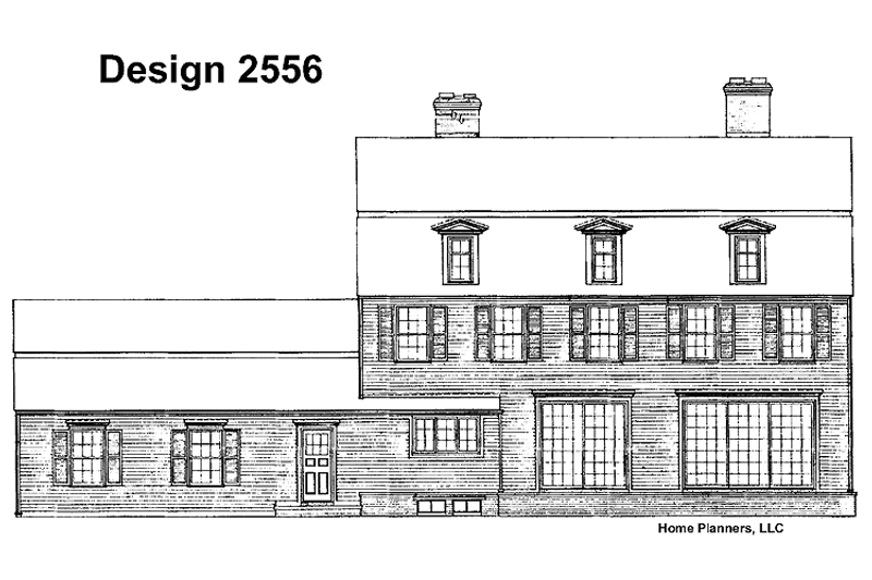 Home Plan - Exterior - Rear Elevation for Colonial House Plan #72-649 - 4 bed, 2.5 bath