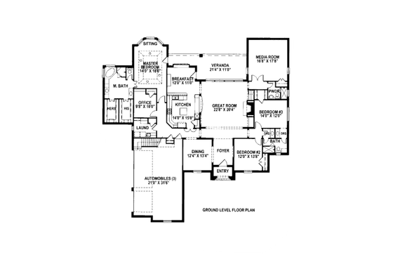 Floor Plan - Main Floor for European House Plan #141-344 - 3 bed, 2.5 bath