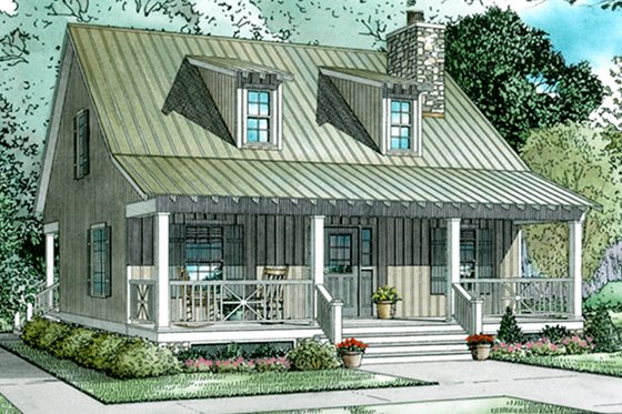 Exterior - Front Elevation 4 for Craftsman House Plan #17-3150 - 2 bed, 2 bath