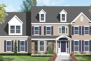 Colonial Exterior - Front Elevation Plan #1053-10