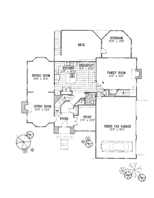 House Blueprint - European Floor Plan - Main Floor Plan #953-32