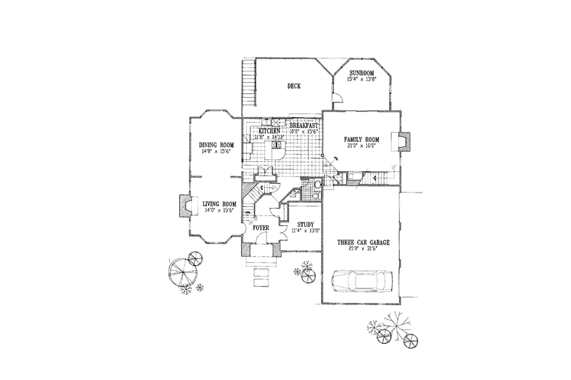 House Plan Design - Floor Plan - Main Floor for European House Plan #953-32 - 4 bed, 3.5 bath