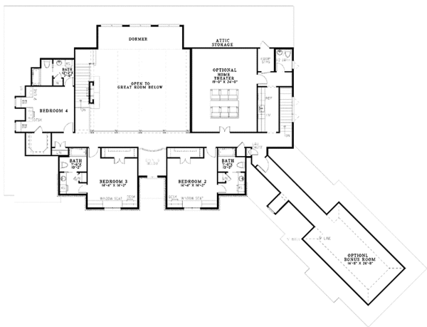House Blueprint - European Floor Plan - Upper Floor Plan #17-3339