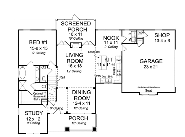 Architectural House Design - Traditional Floor Plan - Main Floor Plan #513-2127