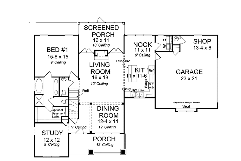 Dream House Plan - Floor Plan - Main Floor for Traditional House Plan #513-2127 - 3 bed, 2.5 bath